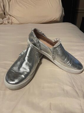 kate spade Silver Metallic Slip-On Sneakers